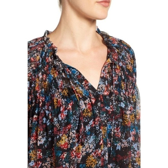 Ella Moss Wildflower Peasant Blouse Smocked Floral - Picture 4 of 12